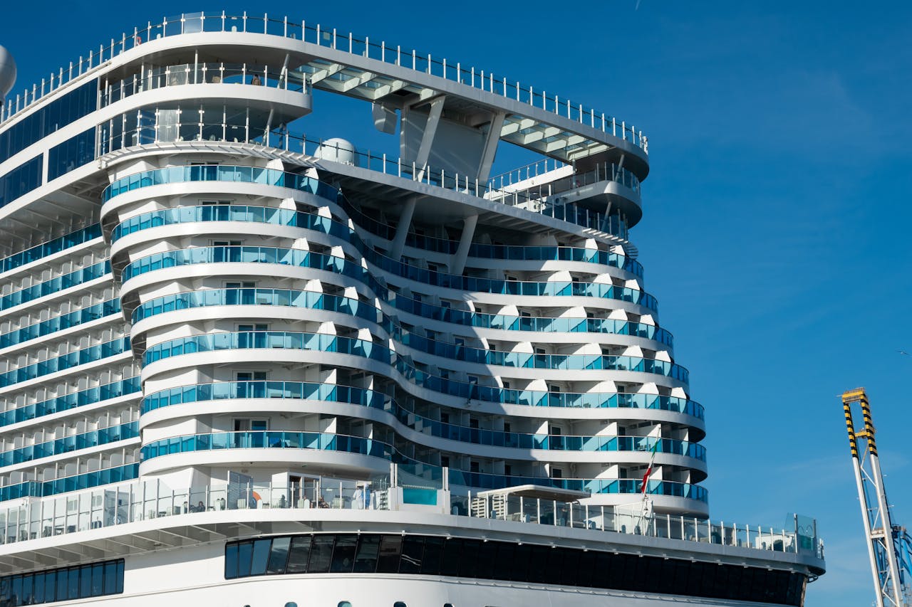 Close-up of a modern cruise ship